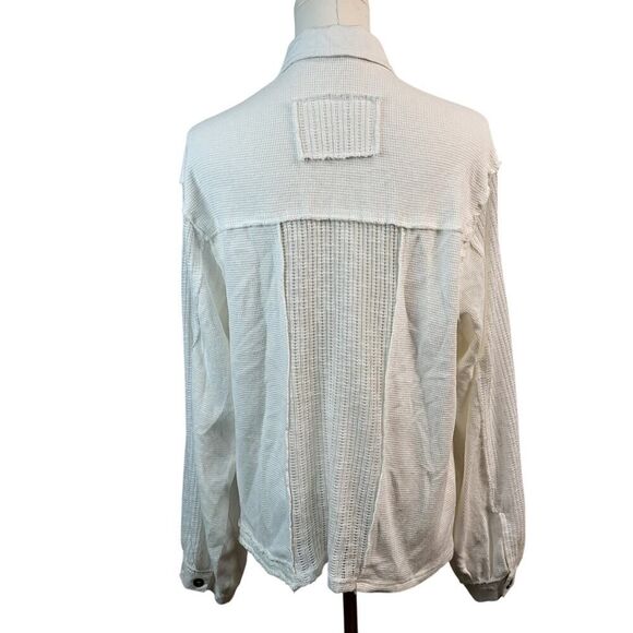 NEW POL Oversized Small Textured White Knit Button Down Sweater Relaxed Fit BOHO - Picture 6 of 16